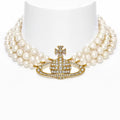 Collar triple perlas dorado