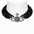 Collar triple perlas negro