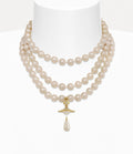 Collar triple perlas de gota dorada