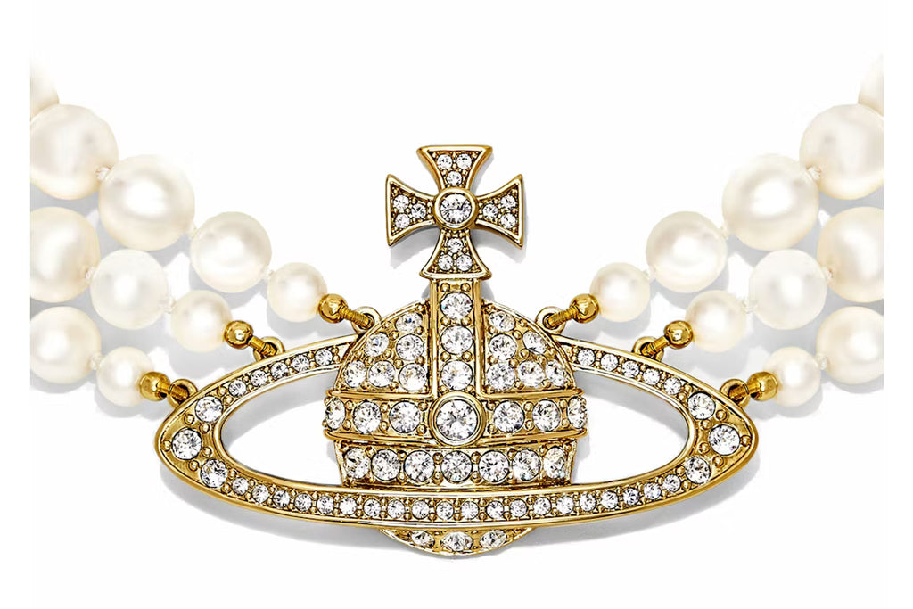 Collar triple perlas dorado